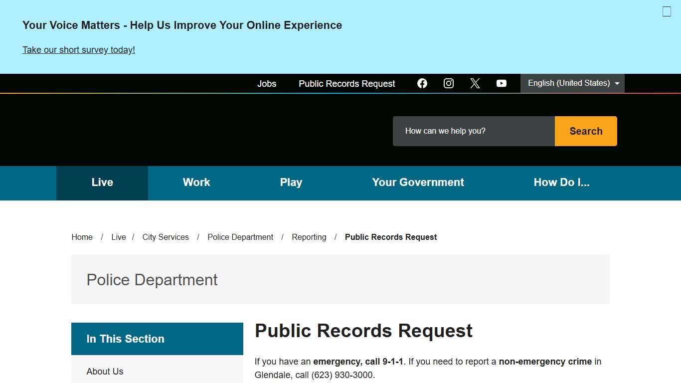 Public Records Request City of Glendale, AZ